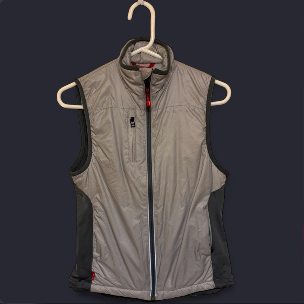 Authentic Tesla Gray Puffer Vest - Size XS